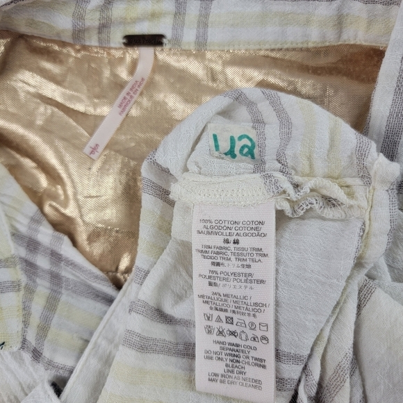 Free People paradise garden cropped plaid Western boho hippie shirt Size small - Picture 6 of 6